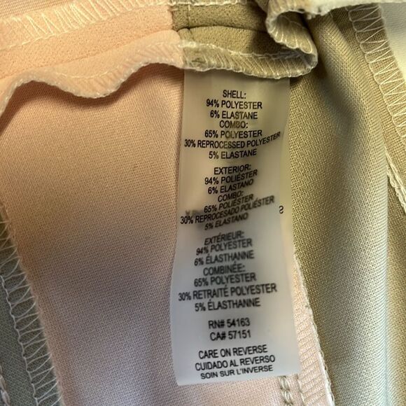 NWT TOMMY HILFIGER | Pink Beige Striped Scuba Sheath Dress 10 - Picture 9 of 11